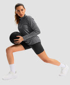 women's quarter zip sun protective pullover in heather dark gray - matching outfits view