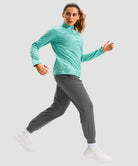women's quarter zip sun protective pullover in heather lake green - matching outfits view