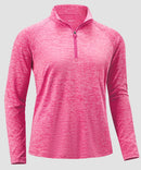 women's quarter zip sun protective pullover in heather rose - fabric detail