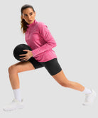 women's quarter zip sun protective pullover in heather rose - matching outfits view