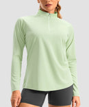 women's quarter zip sun protective pullover in mint green - collar detail