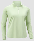 women's quarter zip sun protective pullover in mint green - fabric detail