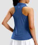 women's racerback quarter zip polo tank in blue - back view