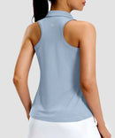 women's racerback quarter zip polo tank in pure blue - back view