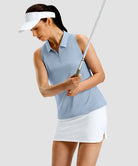 women's racerback quarter zip polo tank in pure blue - side view