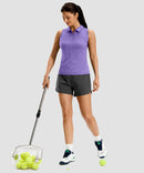 women's racerback quarter zip polo tank in violet - front view