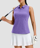 women's racerback quarter zip polo tank in violet - side view