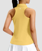 women's racerback quarter zip polo tank in yellow - back view