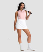 women's sleeveless zip up polo shirts in light pink - matching outfits view
