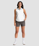 women's sleeveless zip up polo shirts in white dot - matching outfits view