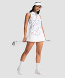 women's sleeveless zip up polo shirts in white ink jet - matching outfits view