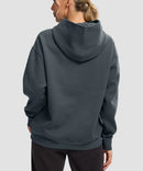 women's solid color oversized fleece hoodie in dark gray - back view