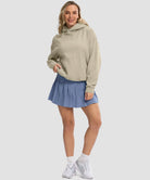 women's solid color oversized fleece hoodie in taupe - matching outfits view