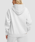 women's solid color oversized fleece hoodie in white - back view