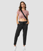women's straight-leg pant 7/8 length in black - pocket details view