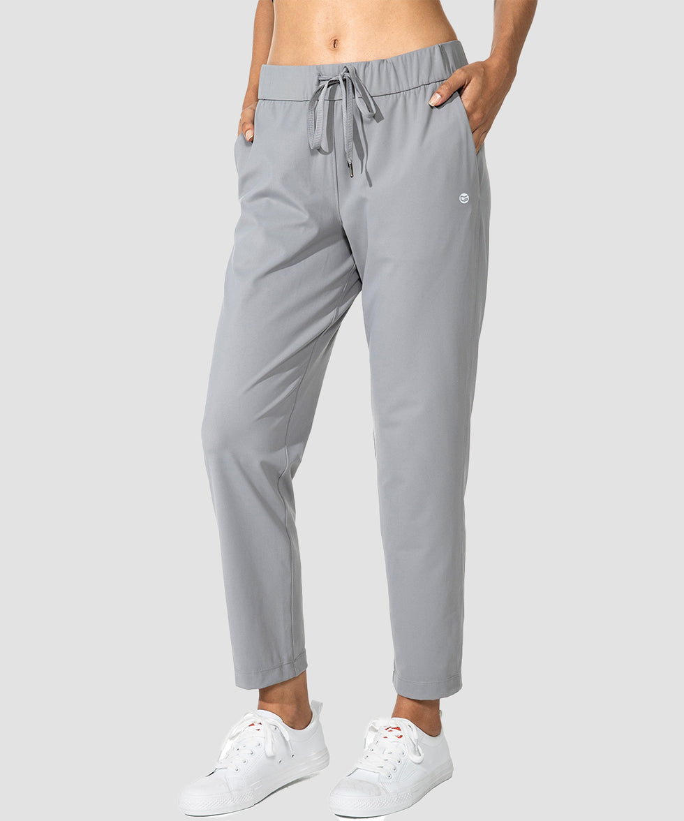 women's straight-leg pant 7/8 length in bright gray - front view