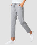women's straight-leg pant 7/8 length in bright gray - side view