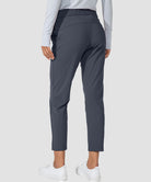 women's straight-leg pant 7/8 length in dark gray - back view