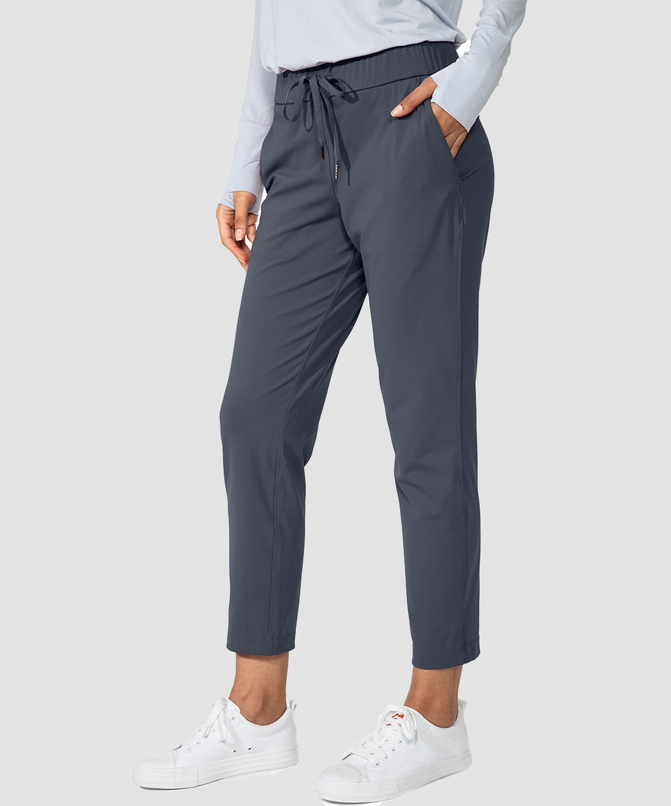 women's straight-leg pant 7/8 length in dark gray - side view