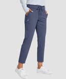 women's straight-leg pant 7/8 length in dusty blue - side view