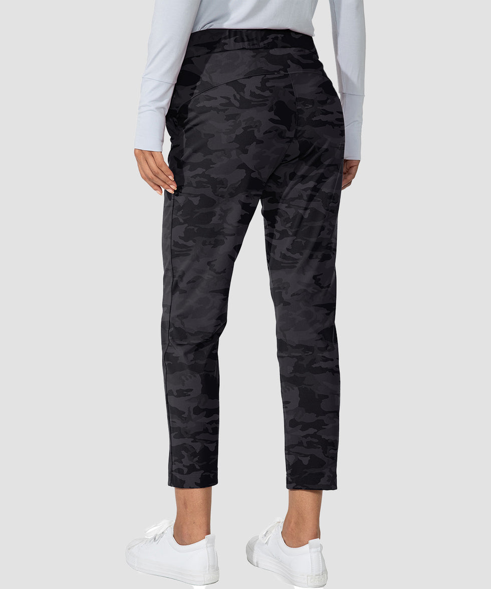 women's straight-leg pant 7/8 length in gray camo - back view
