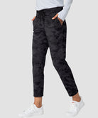 women's straight-leg pant 7/8 length in gray camo - front view