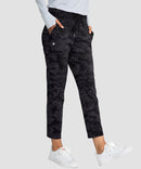 women's straight-leg pant 7/8 length in gray camo - side view
