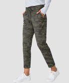 women's straight-leg pant 7/8 length in green camo - pocket details view