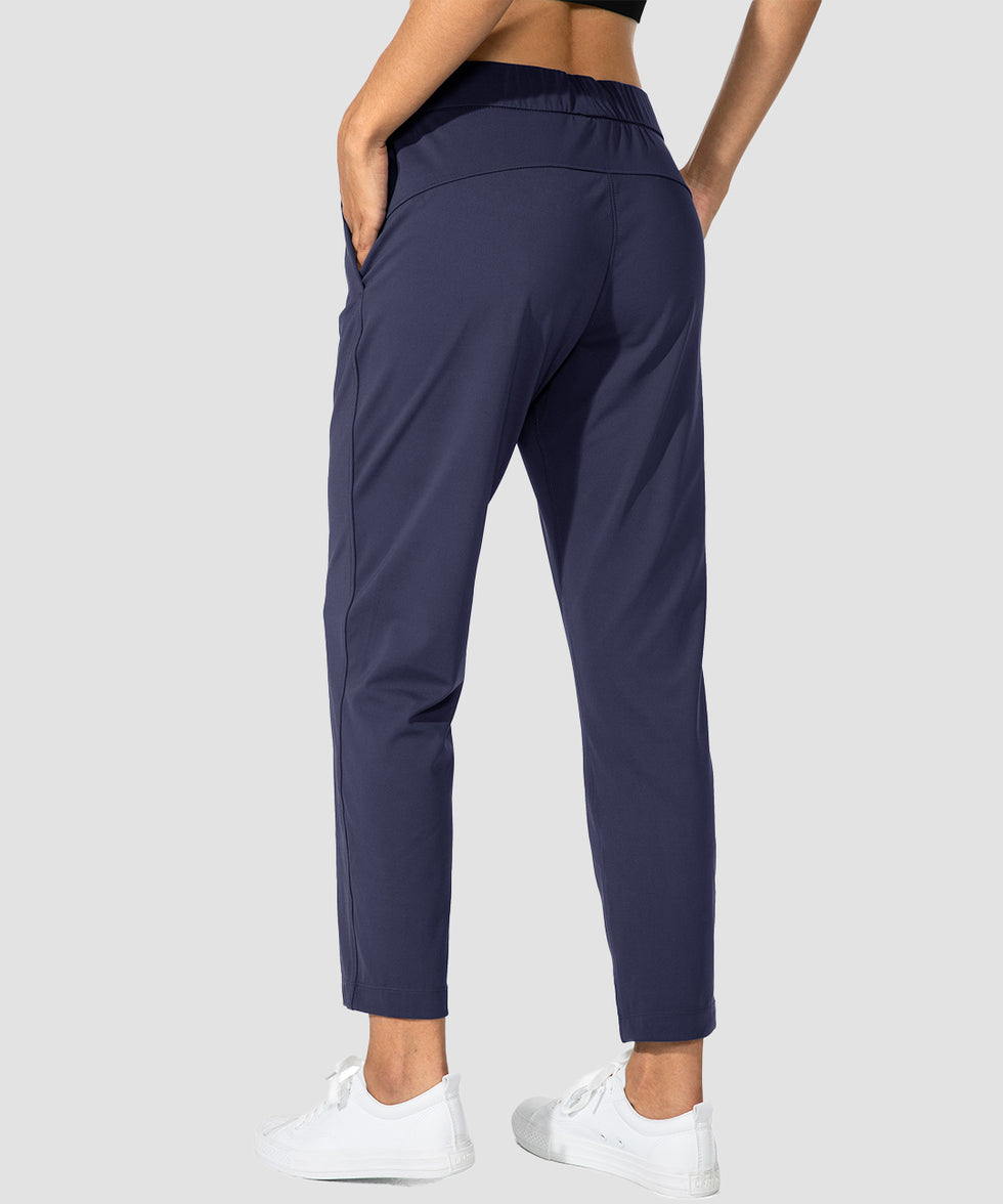 women's straight-leg pant 7/8 length in navy - back view