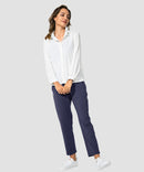 women's straight-leg pant 7/8 length in navy - side view