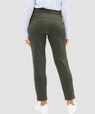 women's straight-leg pant 7/8 length in olive green - back view