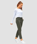 women's straight-leg pant 7/8 length in olive green - matching outfits view