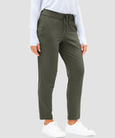 women's straight-leg pant 7/8 length in olive green - side view