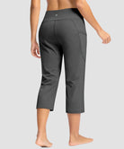 women's straight leg yoga capri pants in heather charcoal - back view