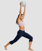 women's straight leg yoga capri pants in navy - side view