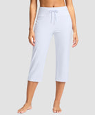 women's straight leg yoga capri pants in white - front view