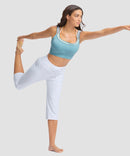 women's straight leg yoga capri pants in white - side view
