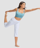 women's straight leg yoga capri pants in white - side view