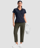 women's stretchy golf pants ankle-length in army green - matching outfits view