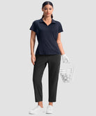 women's stretchy golf pants ankle-length in black - matching outfits view