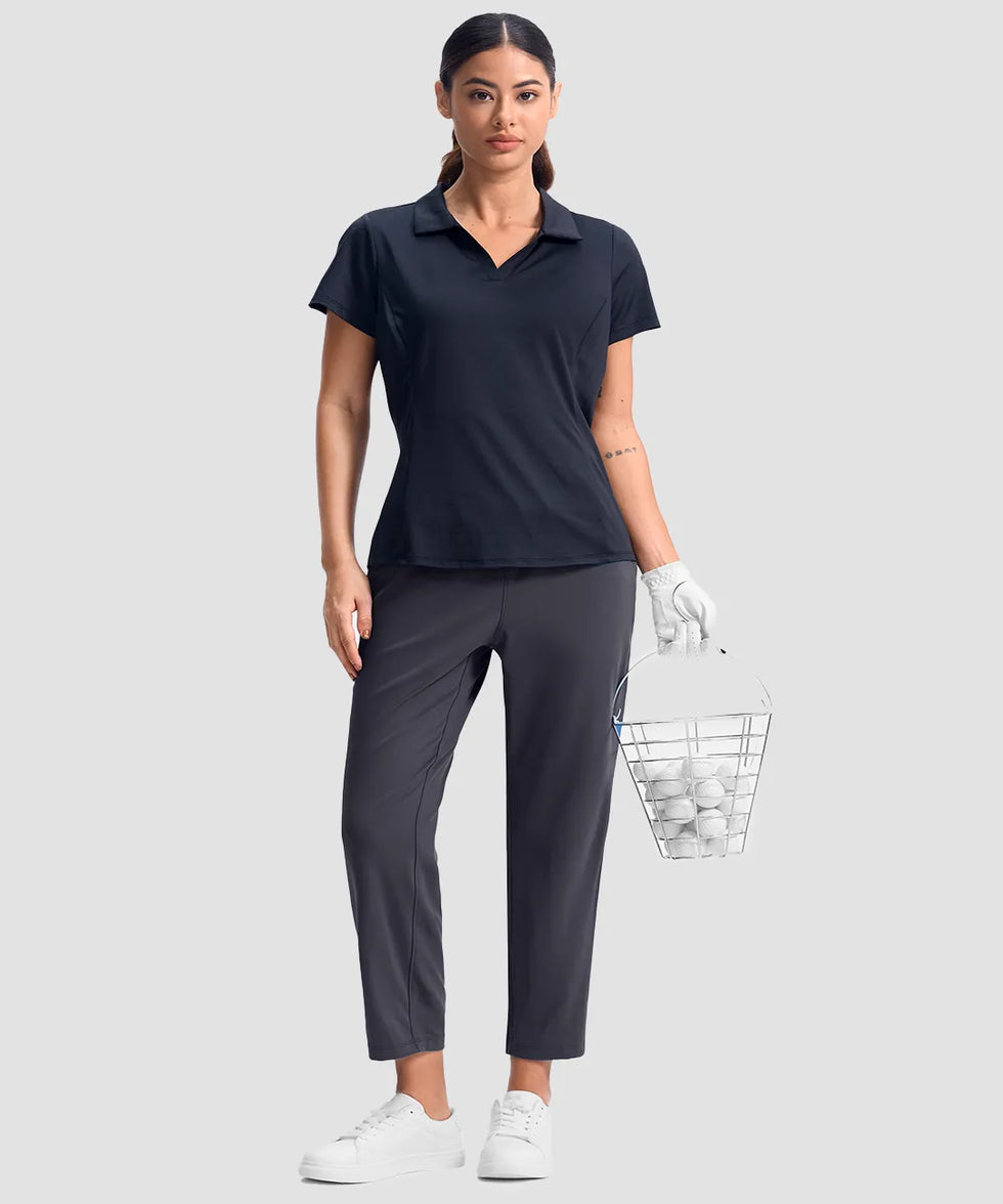 women's stretchy golf pants ankle-length in dark gray - matching outfits view
