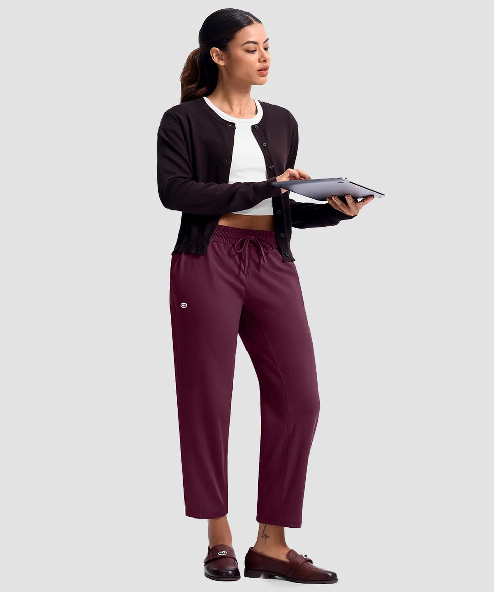 women's stretchy golf pants ankle-length in date red - matching outfits view