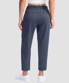 women's stretchy golf pants ankle-length in dusty blue - back view