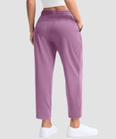 women's stretchy golf pants ankle-length in dusty purple - back view