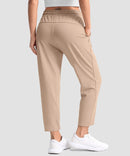women's stretchy golf pants ankle-length in khaki - back view