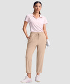 women's stretchy golf pants ankle-length in khaki - matching outfits view