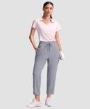 women's stretchy golf pants ankle-length in light gray - matching outfits view