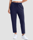 women's stretchy golf pants ankle-length in navy - front view