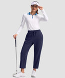 women's stretchy golf pants ankle-length in navy - matching outfits view