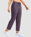 women's stretchy waist with pocket ankle pants in dusty purple - side view